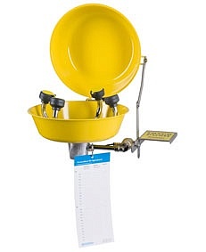 Настенный аварийный душ с фонтаном для глаз со встроенным смесителем. Модель 3878